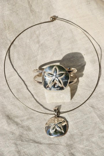 Sterling Silver Sand Dollar Necklace and Bracelet Set