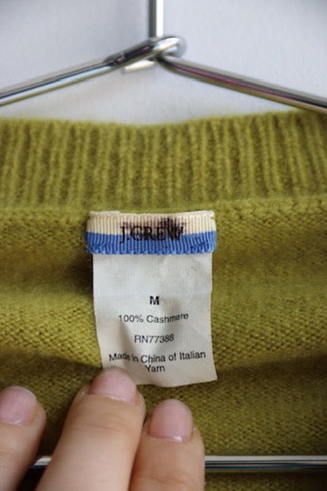 Vintage J. Crew Green Button Down Cashmere Sweater