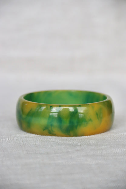 Green Marbled Bakelite Bangle Bracelet