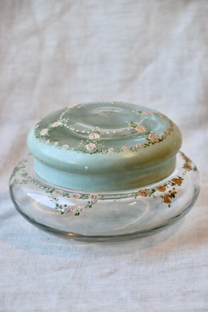 Vintage Glass Floral Jar
