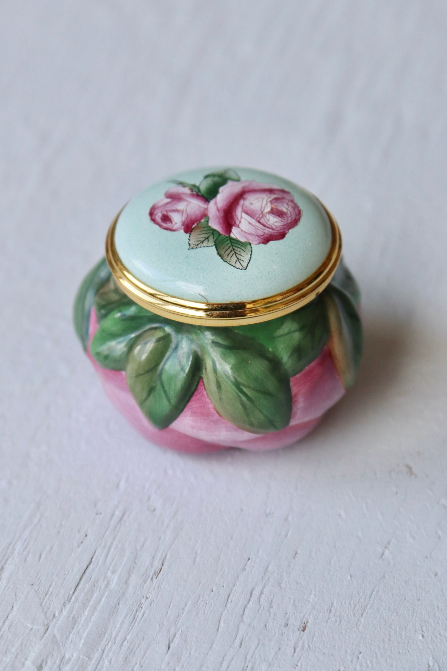 Rose Shaped Enamel Box