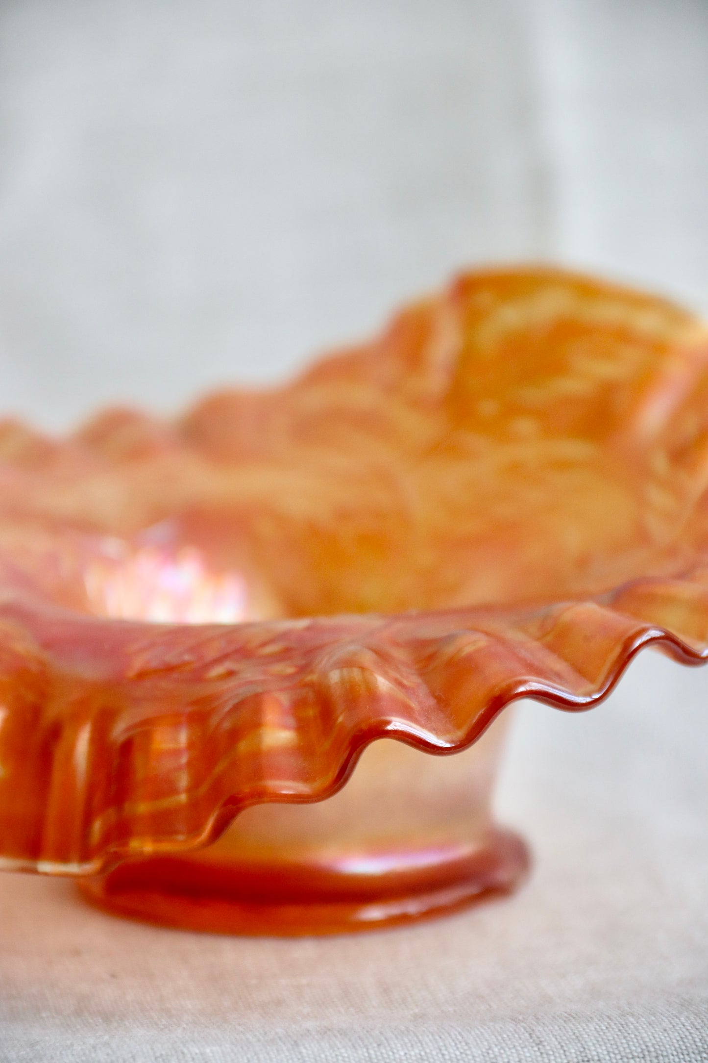 Orange Iridescent Ruffle Edge Dish