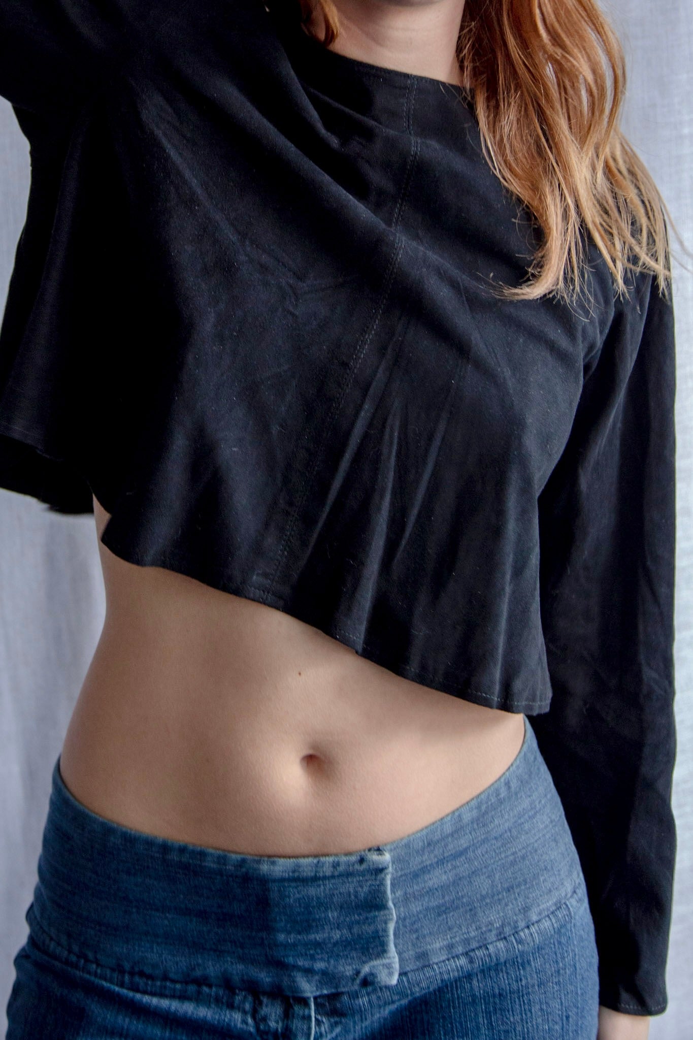 Vakko Black Suede Leather Top