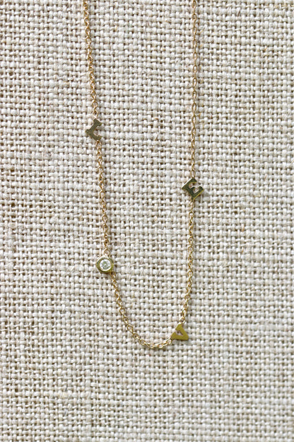 Zoe Chicco 14k Itty Bitty Scattered LOVE with Diamond Necklace