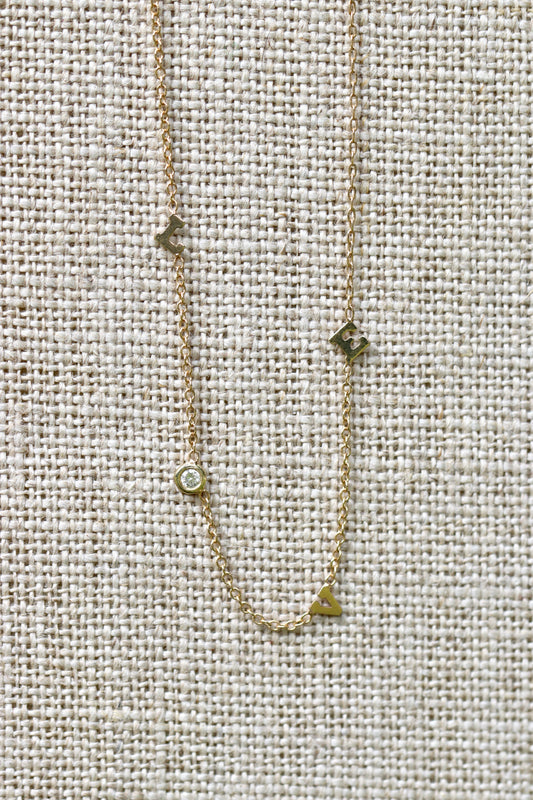 Zoe Chicco 14k Itty Bitty Scattered LOVE with Diamond Necklace