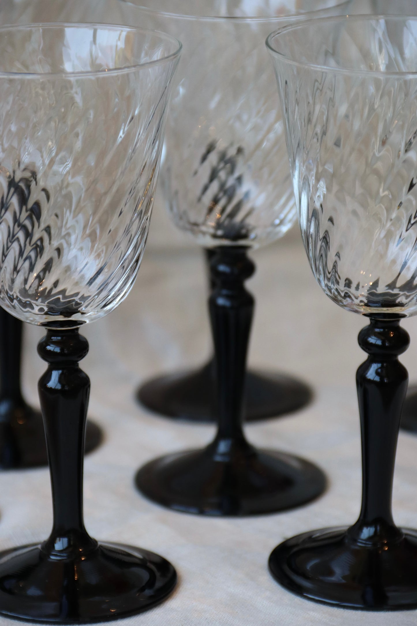 Set of 8 Black Stem Glasses