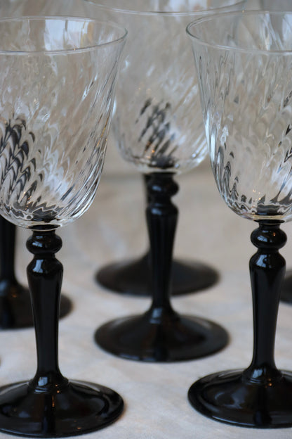 Set of 8 Black Stem Glasses