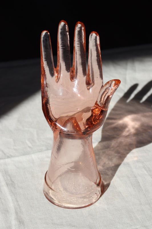 Vintage Pink Glass Hand
