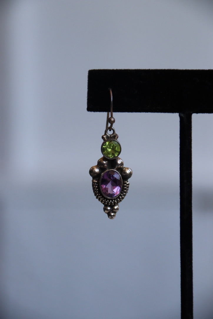 Sterling Silver Amethyst and Peridot Earrings