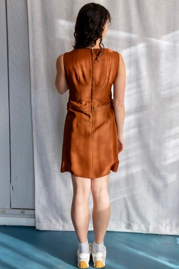 Saks Fifth Avenue Brown Bow Dress