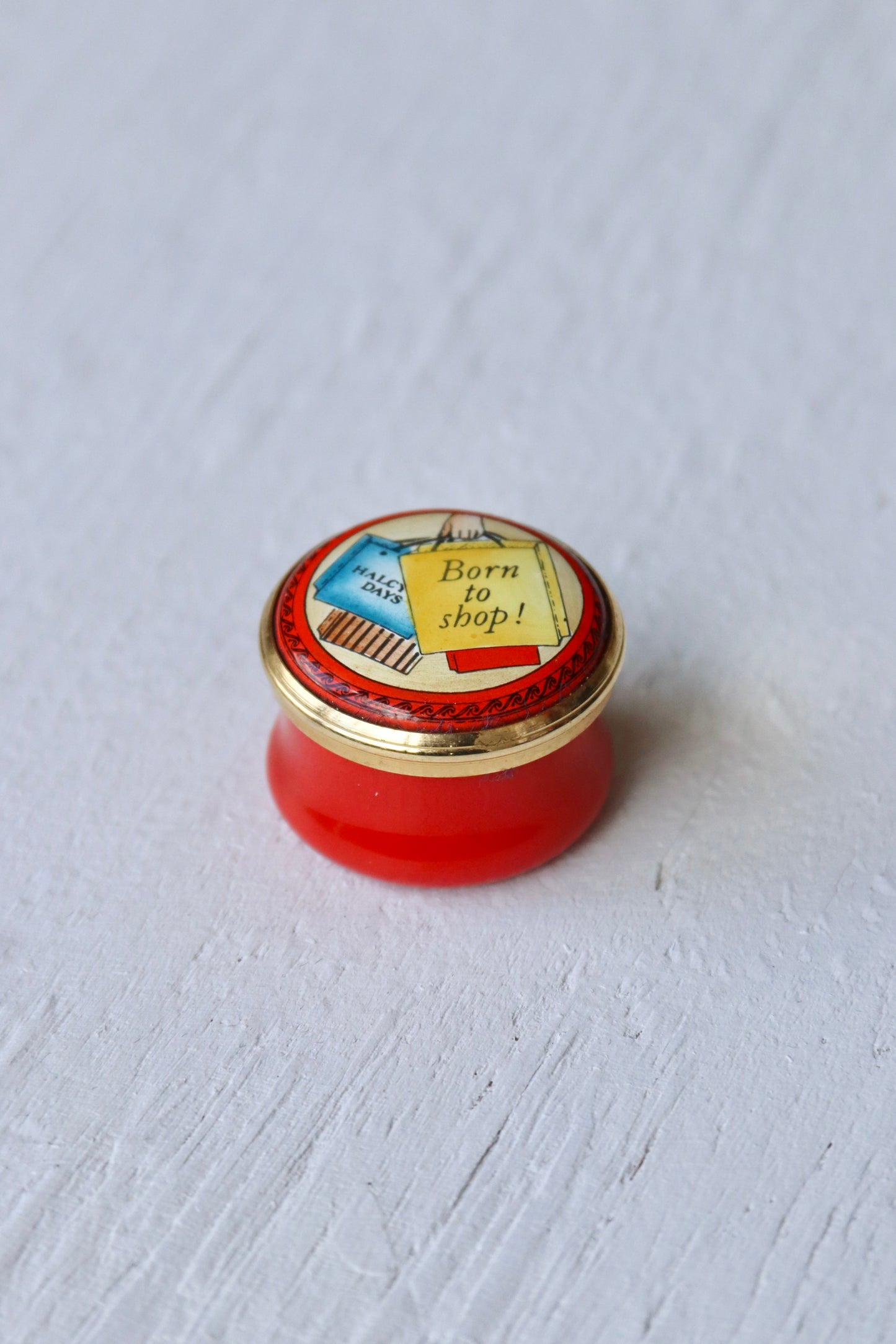 Halcyon Days Born to Shop Enamel Box