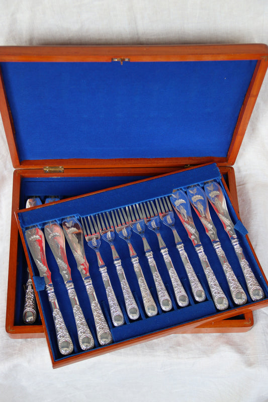 Antique Philip Ashberry Silverplate Fish Set