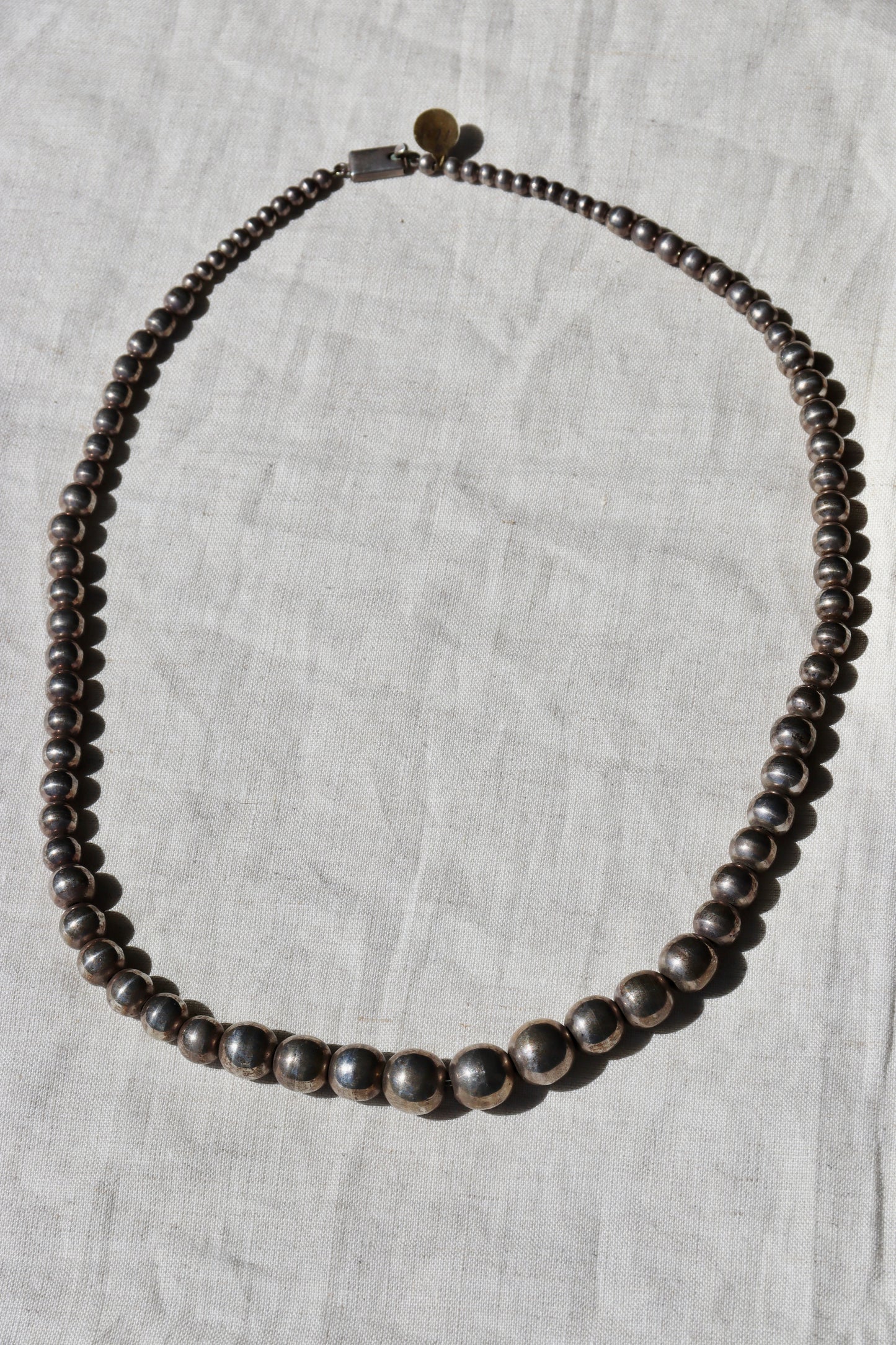Taxco Mexican Sterling Silver Heavy Graduated Ball Necklace