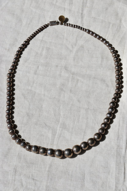 Taxco Mexican Sterling Silver Heavy Graduated Ball Necklace