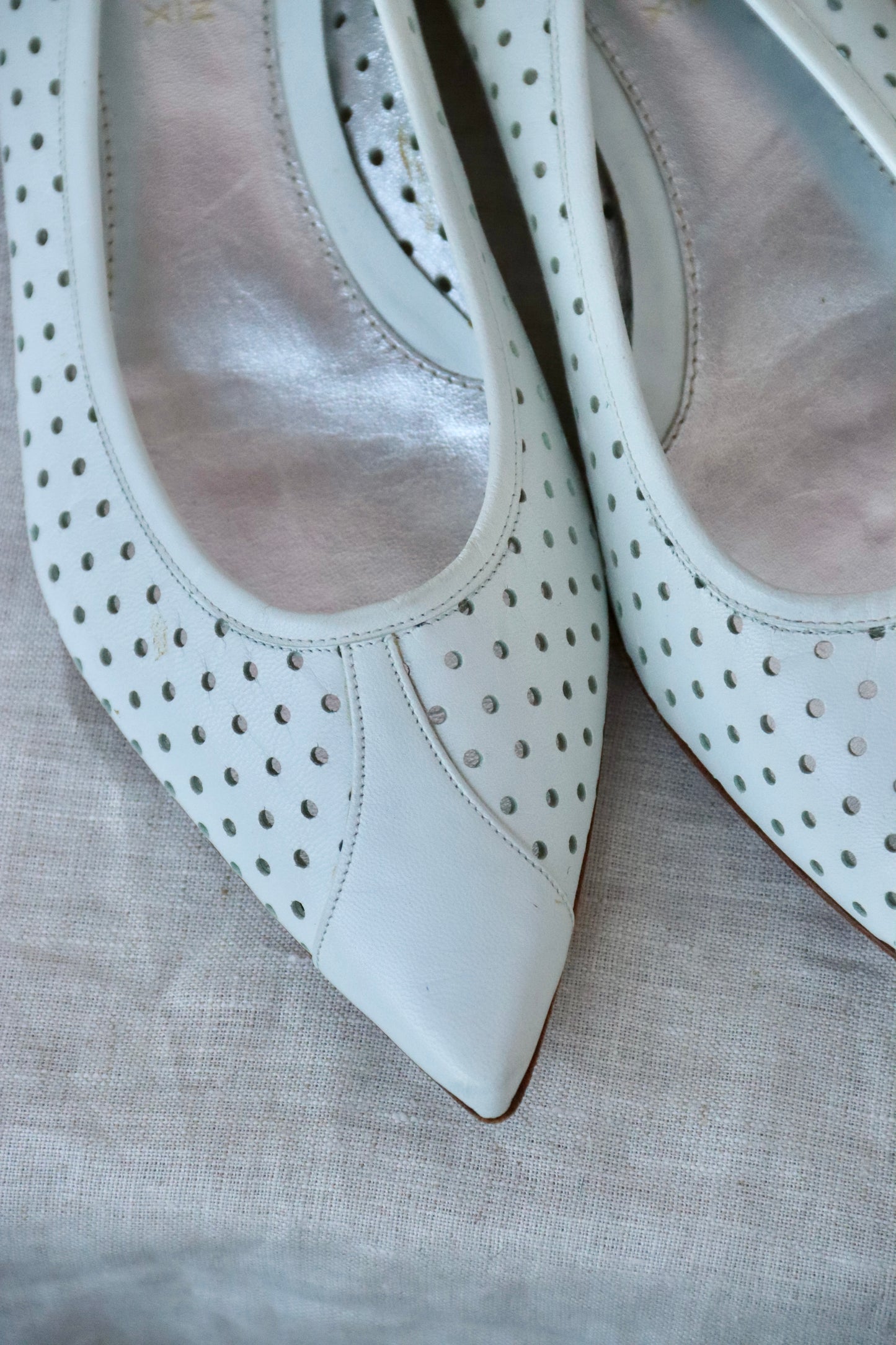Lambertson Truex White Leather Flats