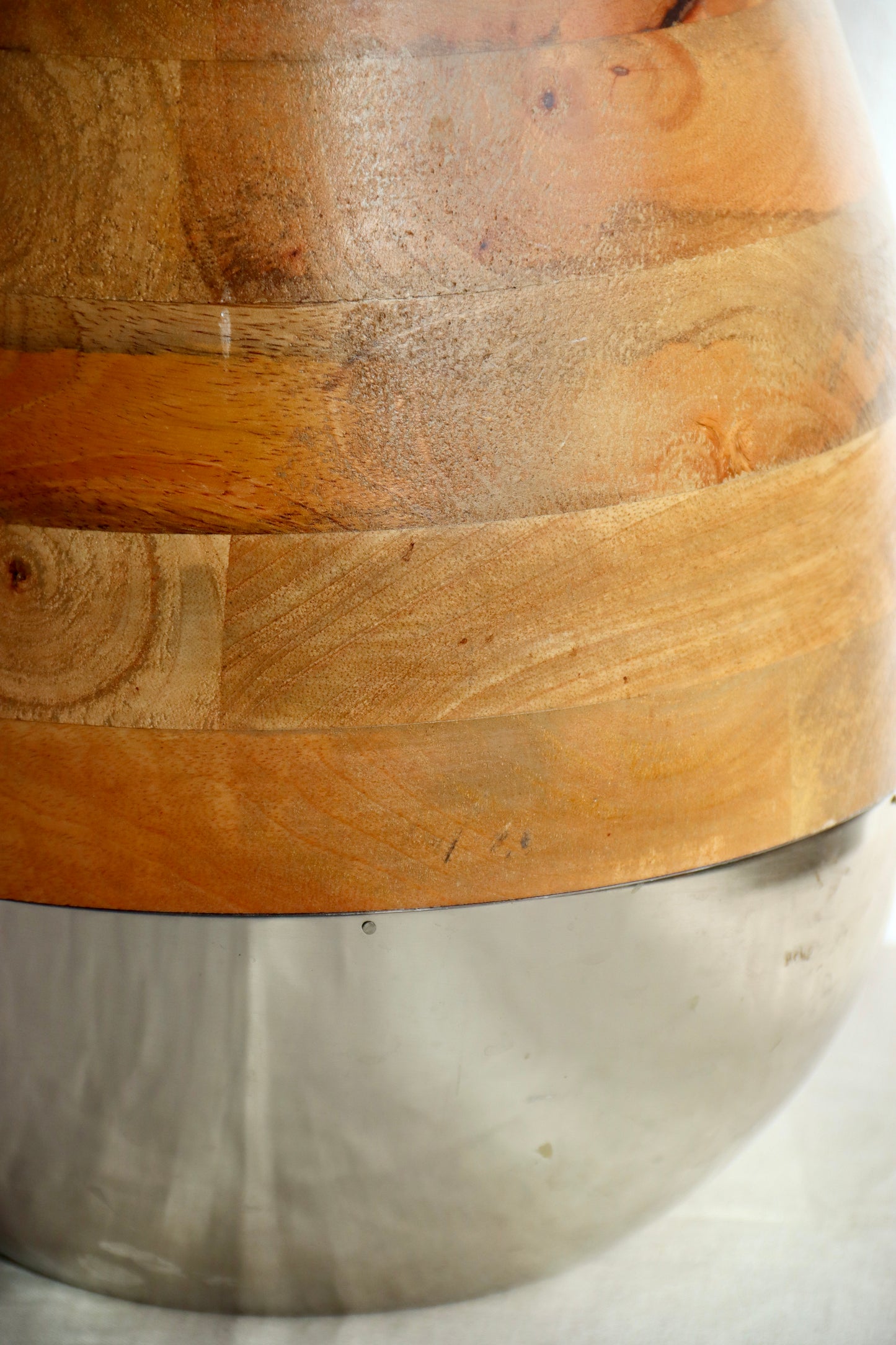 Large Wood and Metal Vase