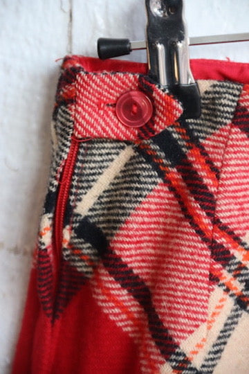 Vintage 1970s Garland Plaid Wool Mini Skirt