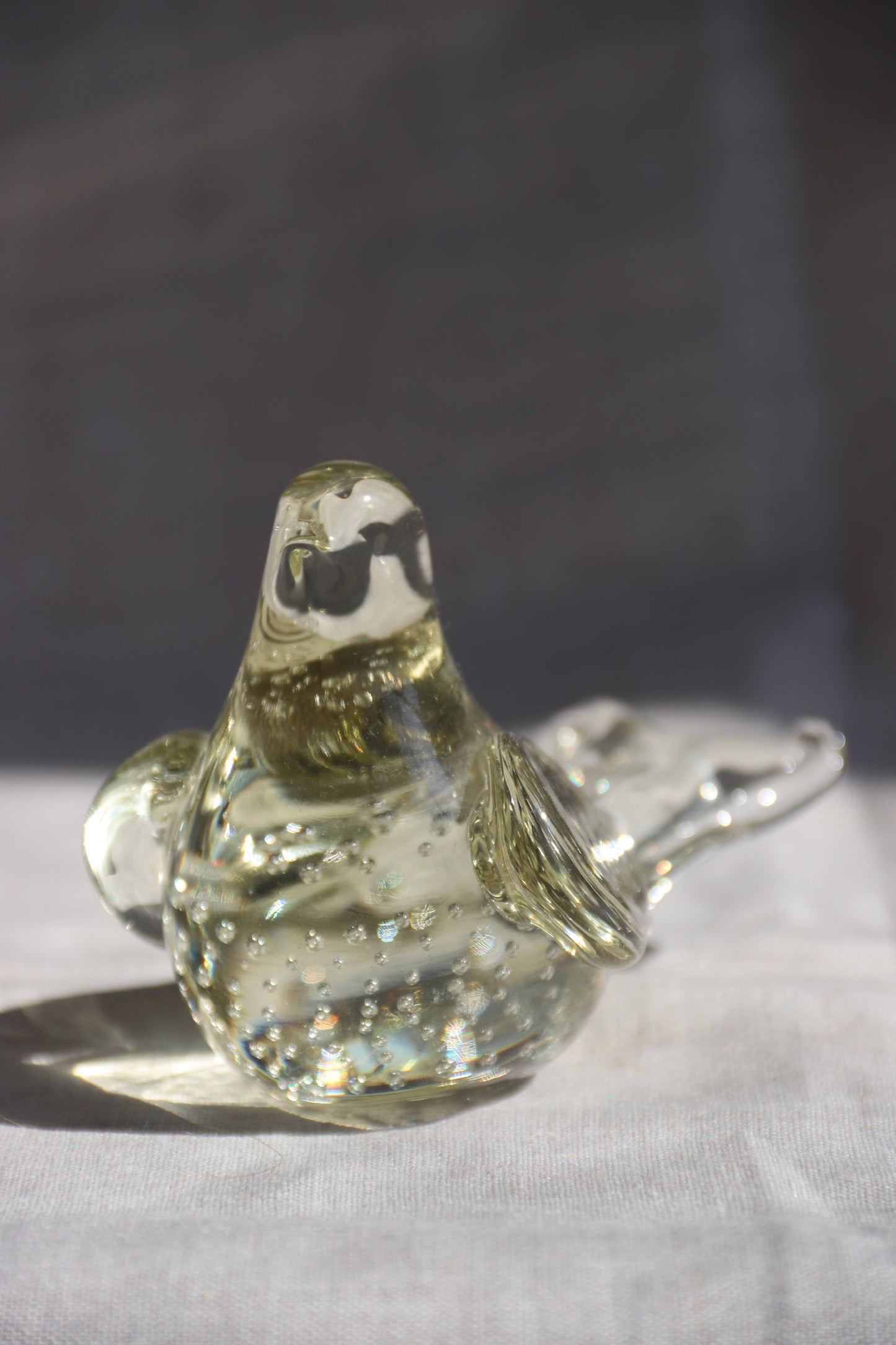 Controlled Bubble Glass Bird Figurine