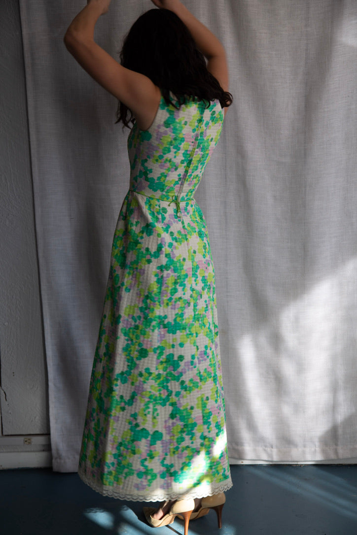 Harold Grant Green Quilt Maxi Dress - 1970s