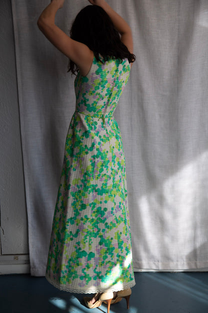 Harold Grant Green Quilt Maxi Dress - 1970s
