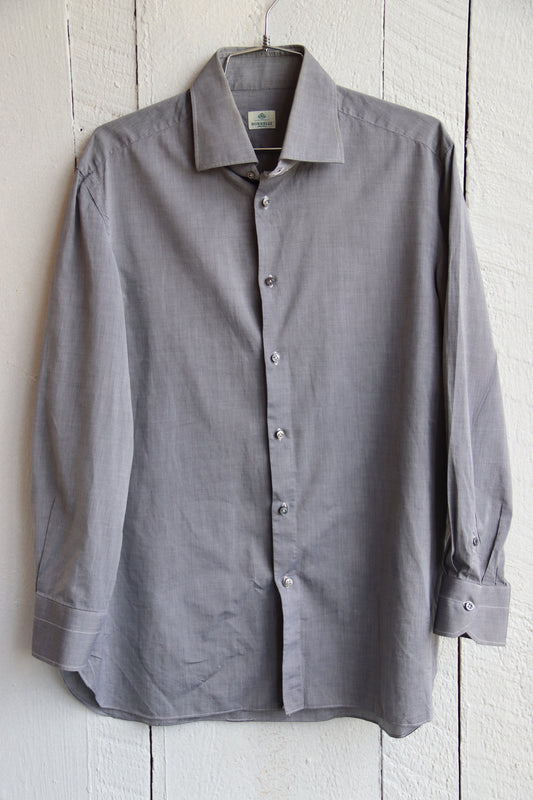 Borrelli Napoli Mens Grey Button Down Shirt