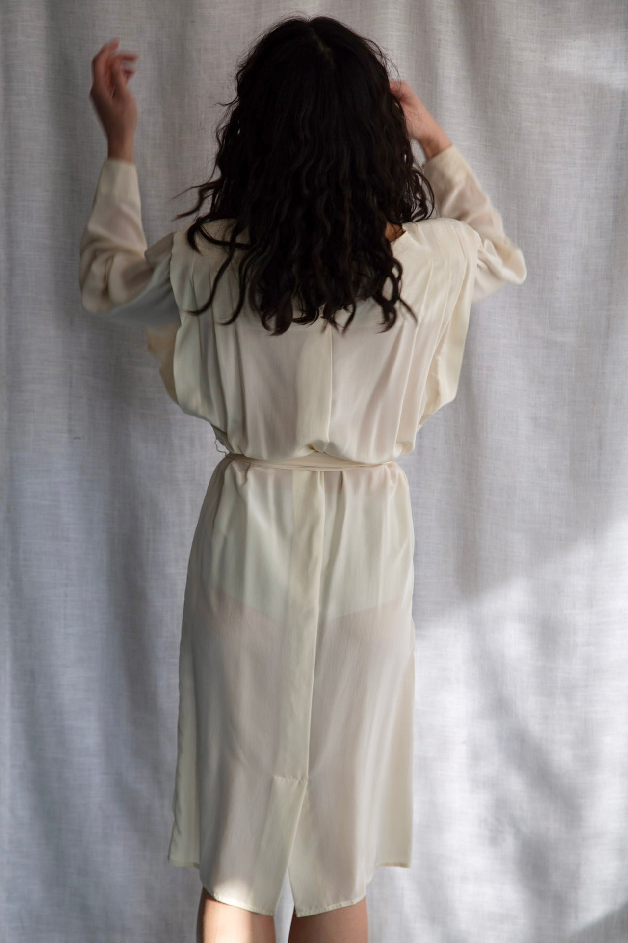 Vintage 80s Kristen Cream Silk Dress