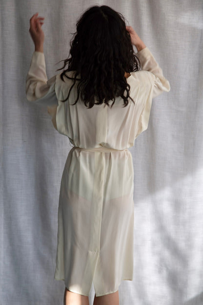 Vintage 80s Kristen Cream Silk Dress