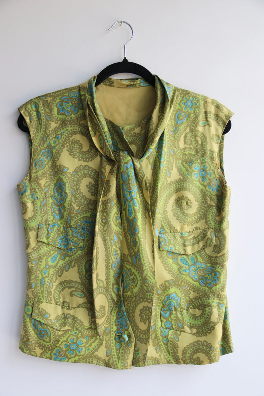 Vintage Green Silk Top