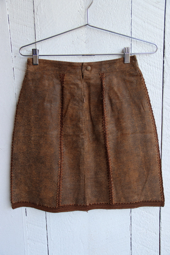 S. M. H. Deadstock Brown Leather Skirt