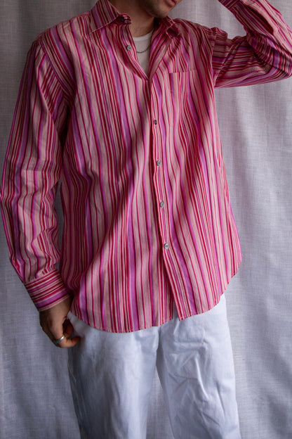 Mens Paul Smith Pink Striped Button Down Dress Shirt
