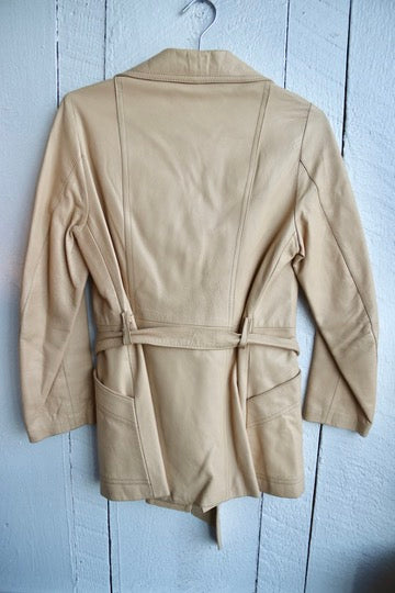 Tan Leather Coat w/ Belt