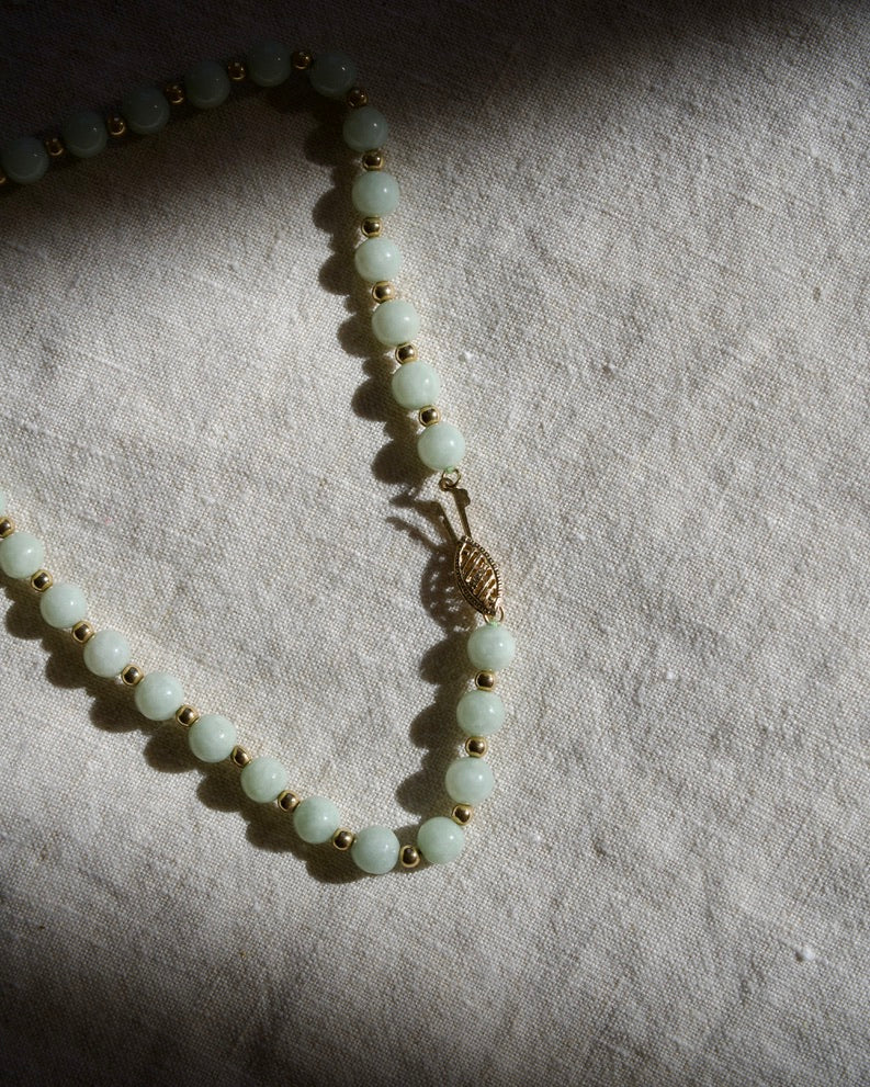 14K Jadeite Bead Necklace