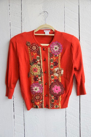 Vintage Oscar De La Renta Embroidered Sweater - as is
