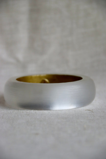 Alexis Bittar Hand Carved Silver Lucite Bangle