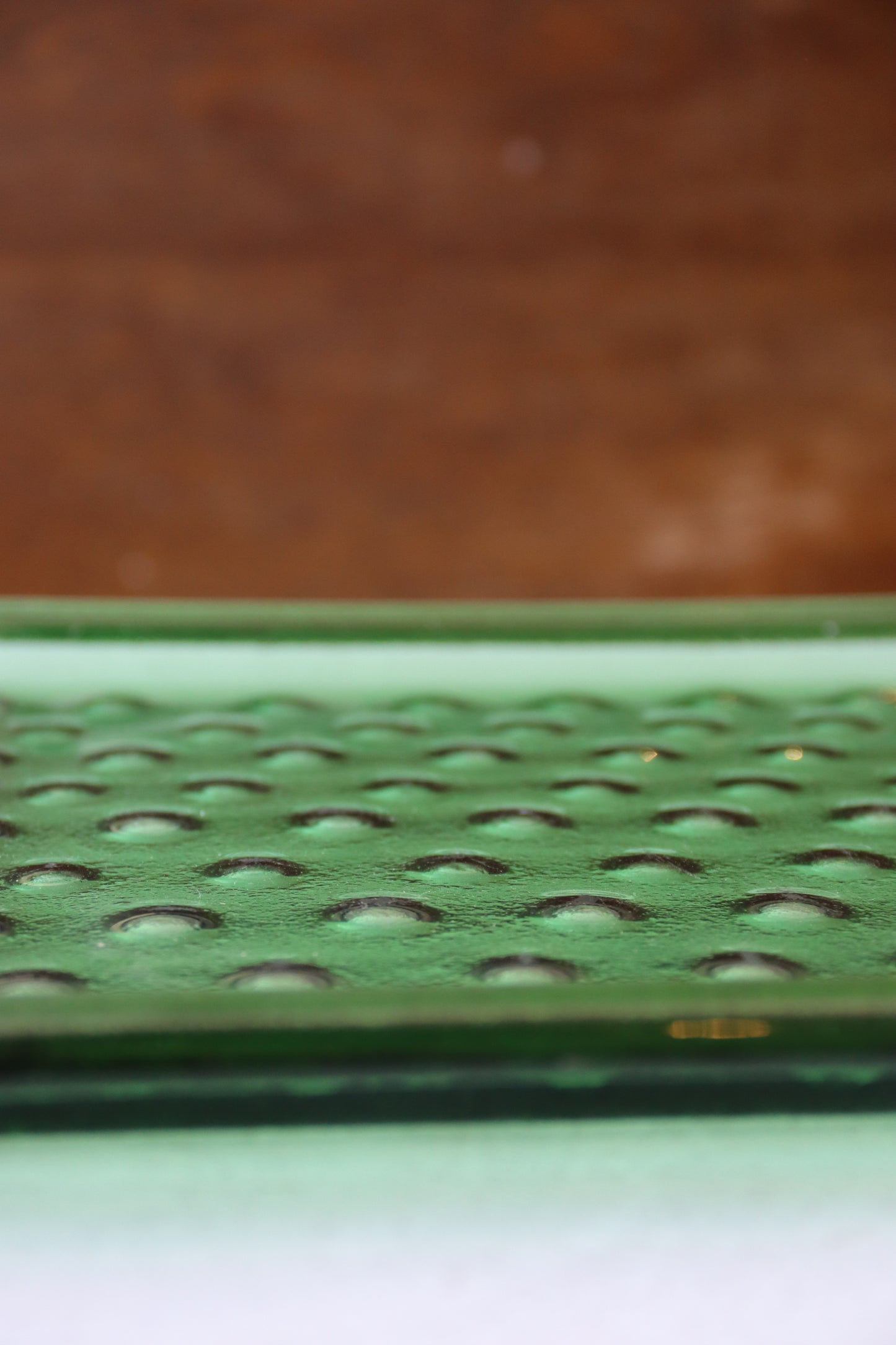 Green Glass Bumpy Square Plate