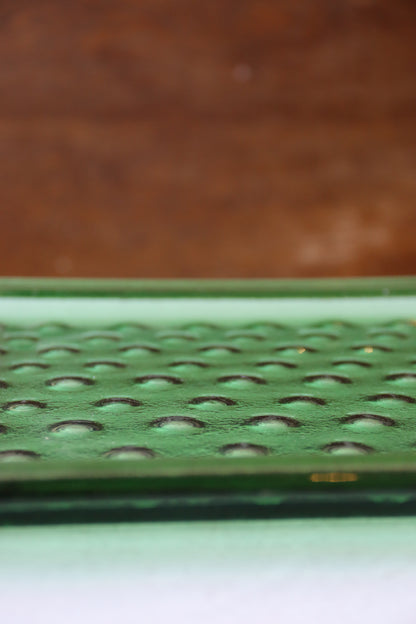 Green Glass Bumpy Square Plate