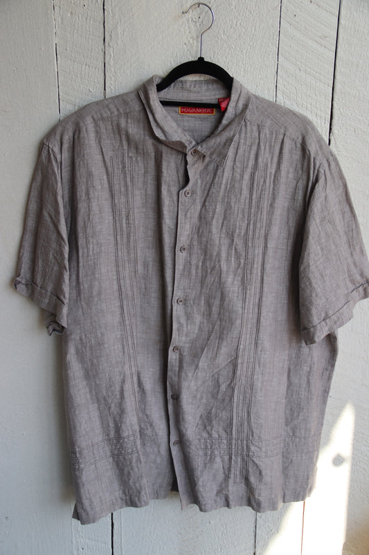 Mens Havanera Grey Linen Button Down