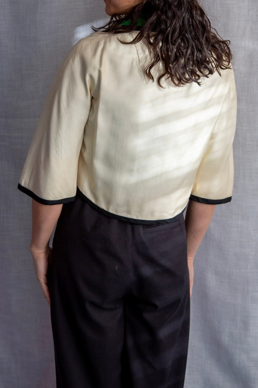 Vintage 60s Green and Cream Matching Jacket and Top Set