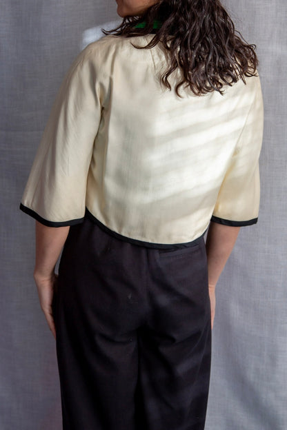 Vintage 60s Green and Cream Matching Jacket and Top Set