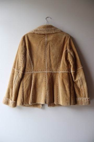 Vintage Guess Suede Leather Faux Fur Coat