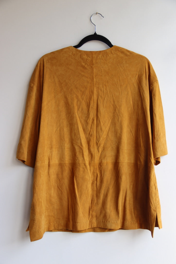 Massimo Dutti Mustard Yellow Suede Top