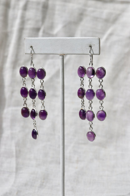 Sterling Silver Amethyst Chandelier Drop Earrings