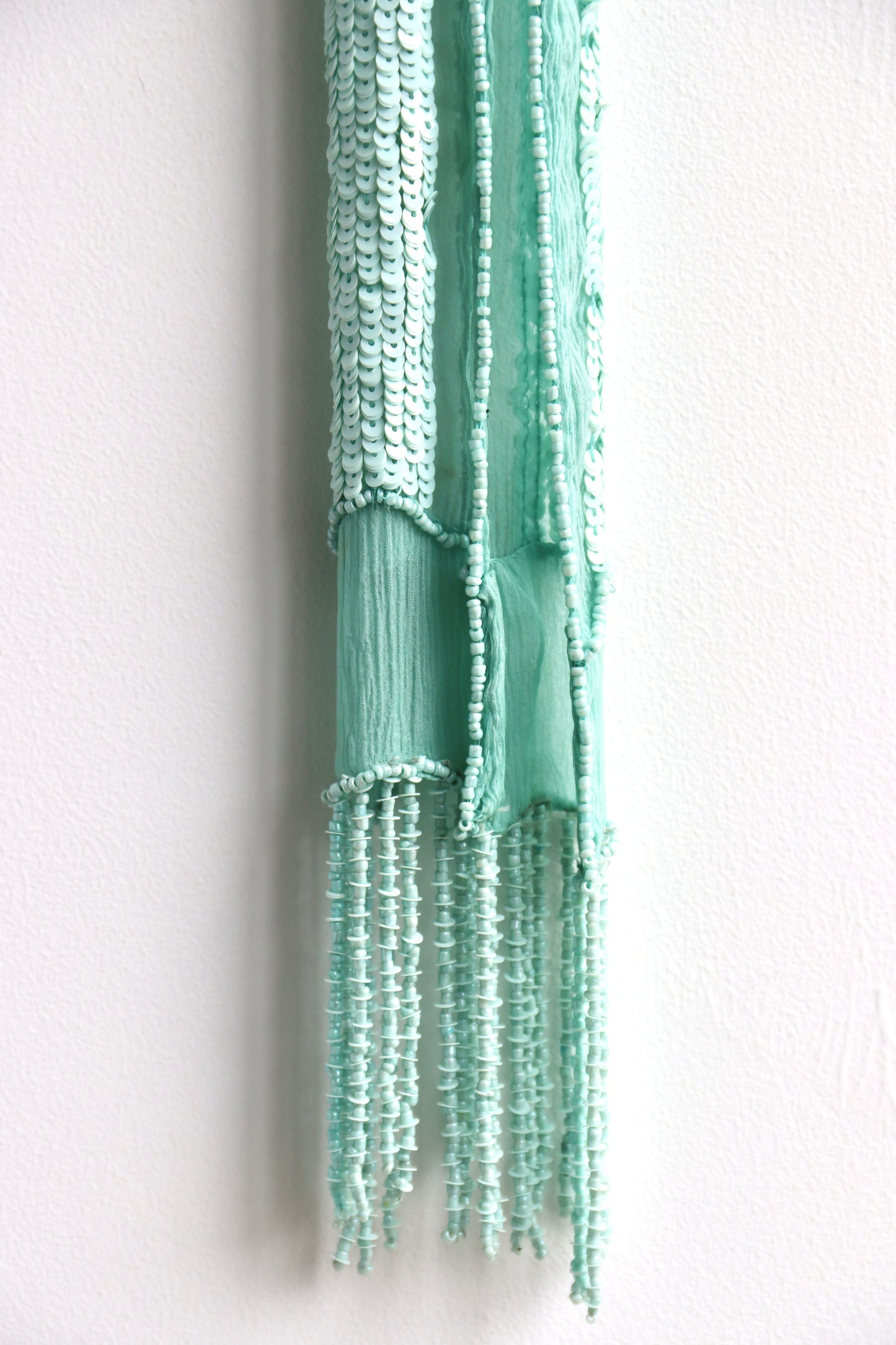 Teal Beaded and Sequined Scarf