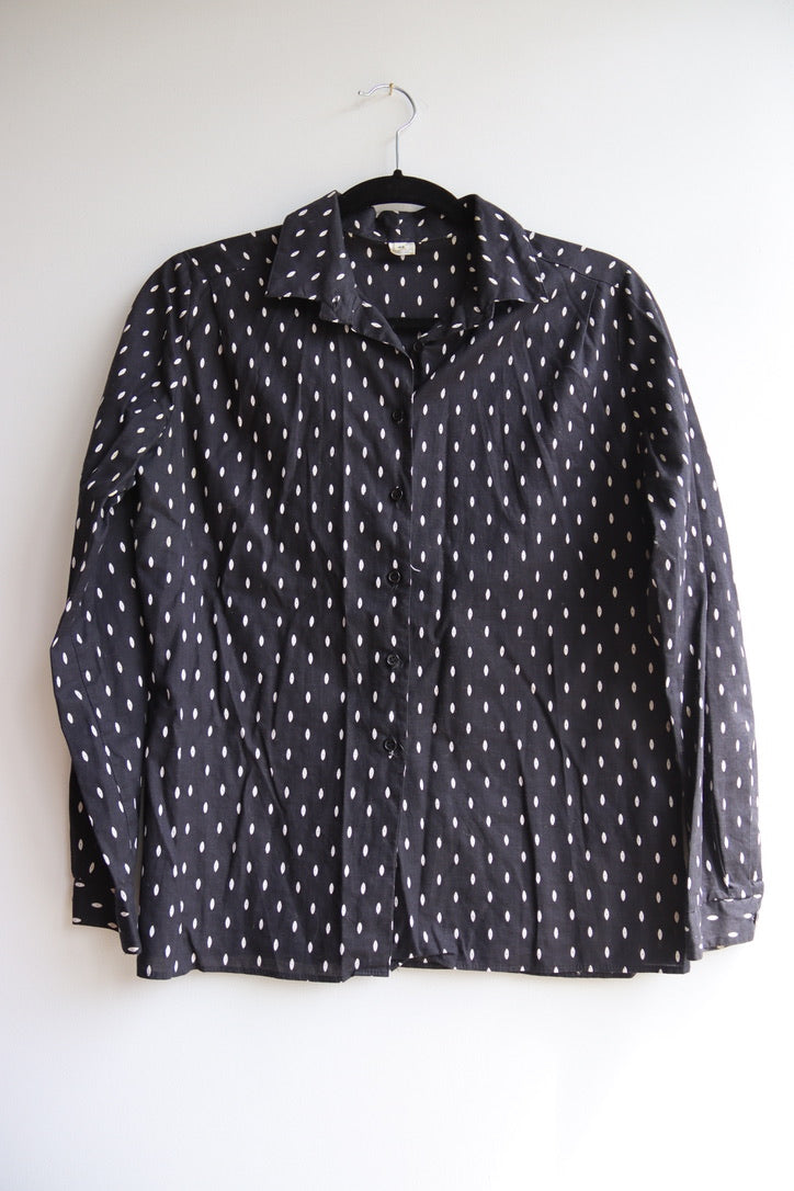 Vintage Black Top with White Dots
