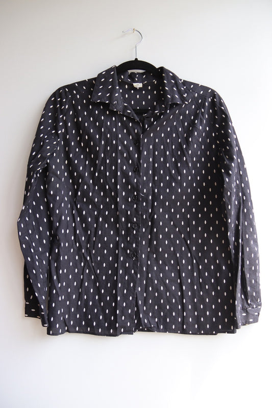 Vintage Black Top with White Dots
