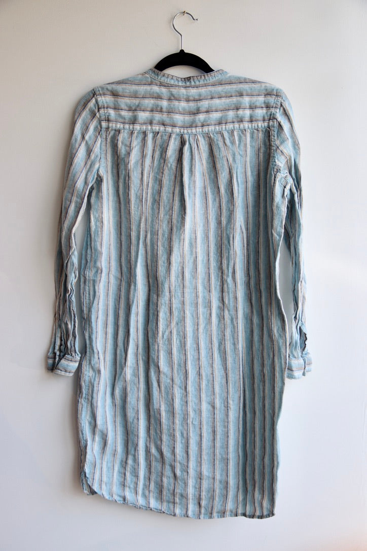 Faherty "Kraine" blue striped linen shirt dress