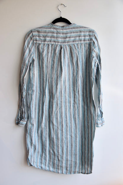 Faherty "Kraine" blue striped linen shirt dress