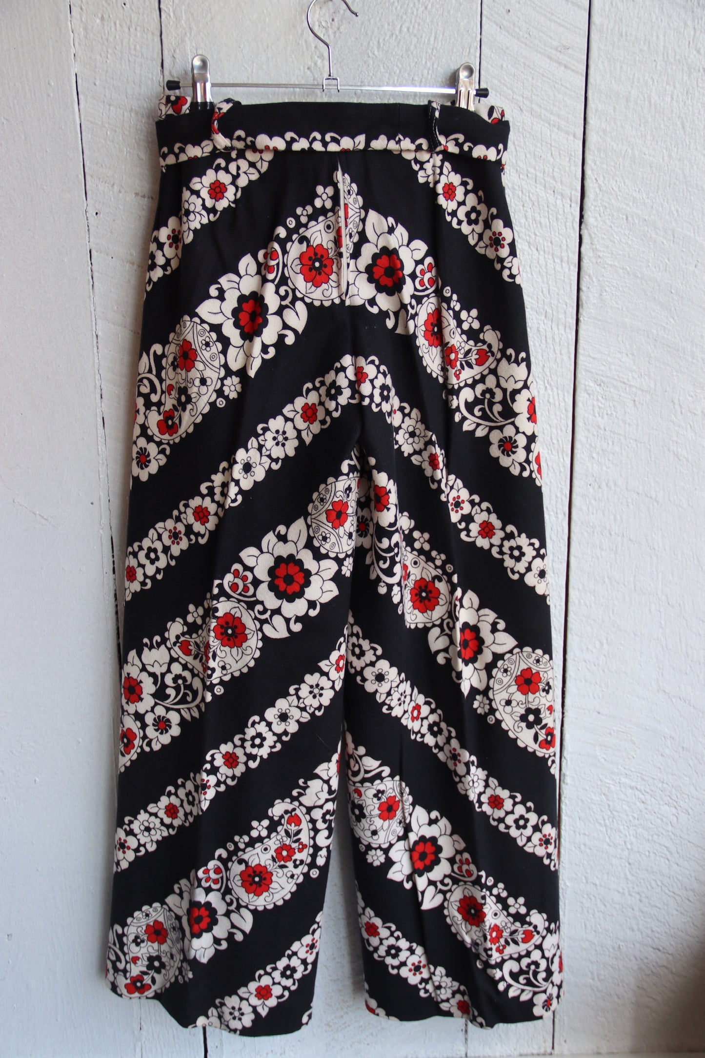 Vintage 1970s Black and Red Paisley Pants