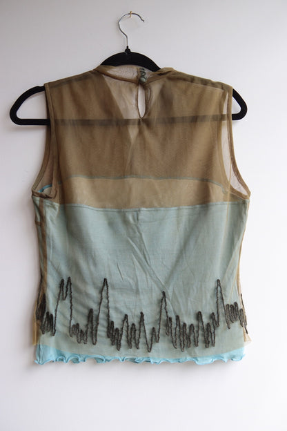 Mesh Blue and Green Top