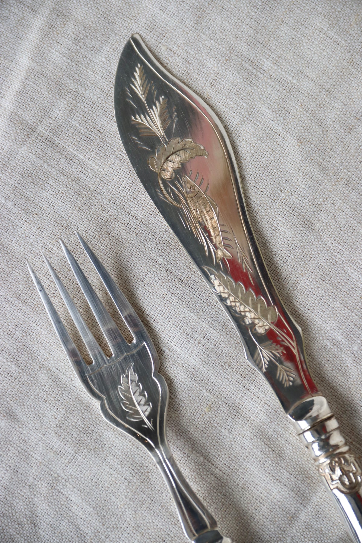 Antique Philip Ashberry Silverplate Fish Set